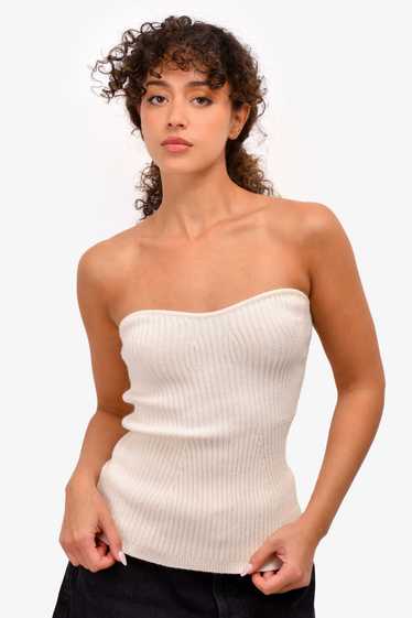 Verafied New York Cream Ribbed Sweetheart Tube Top