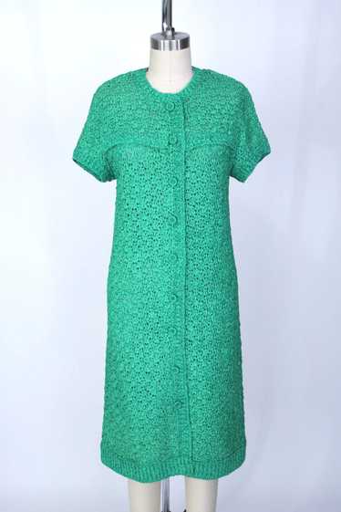 1960s I. Magnin Ribbon Crochet Dress