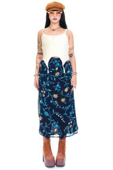 Vintage 90's Moody Floral Maxi Skirt - M/L