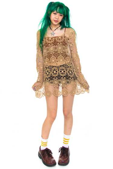 Vintage Y2K Flower Crochet Knit Sweater - OSFM