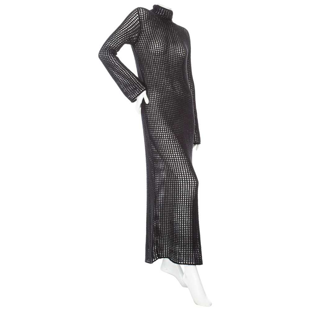 Black Cashmere Crochet Turtleneck Maxi Dress - image 2