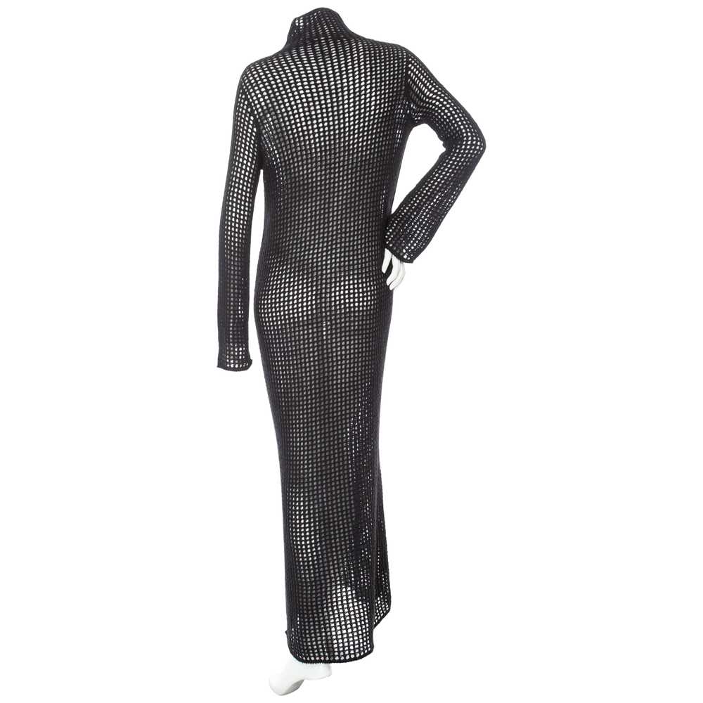 Black Cashmere Crochet Turtleneck Maxi Dress - image 4