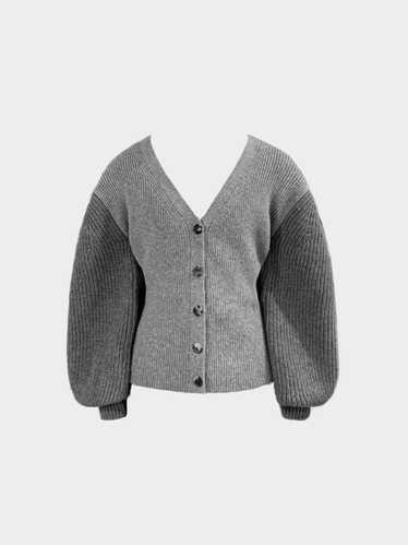 Loewe AW 2020 Gray Wool Balloon Sleeves Cardigan