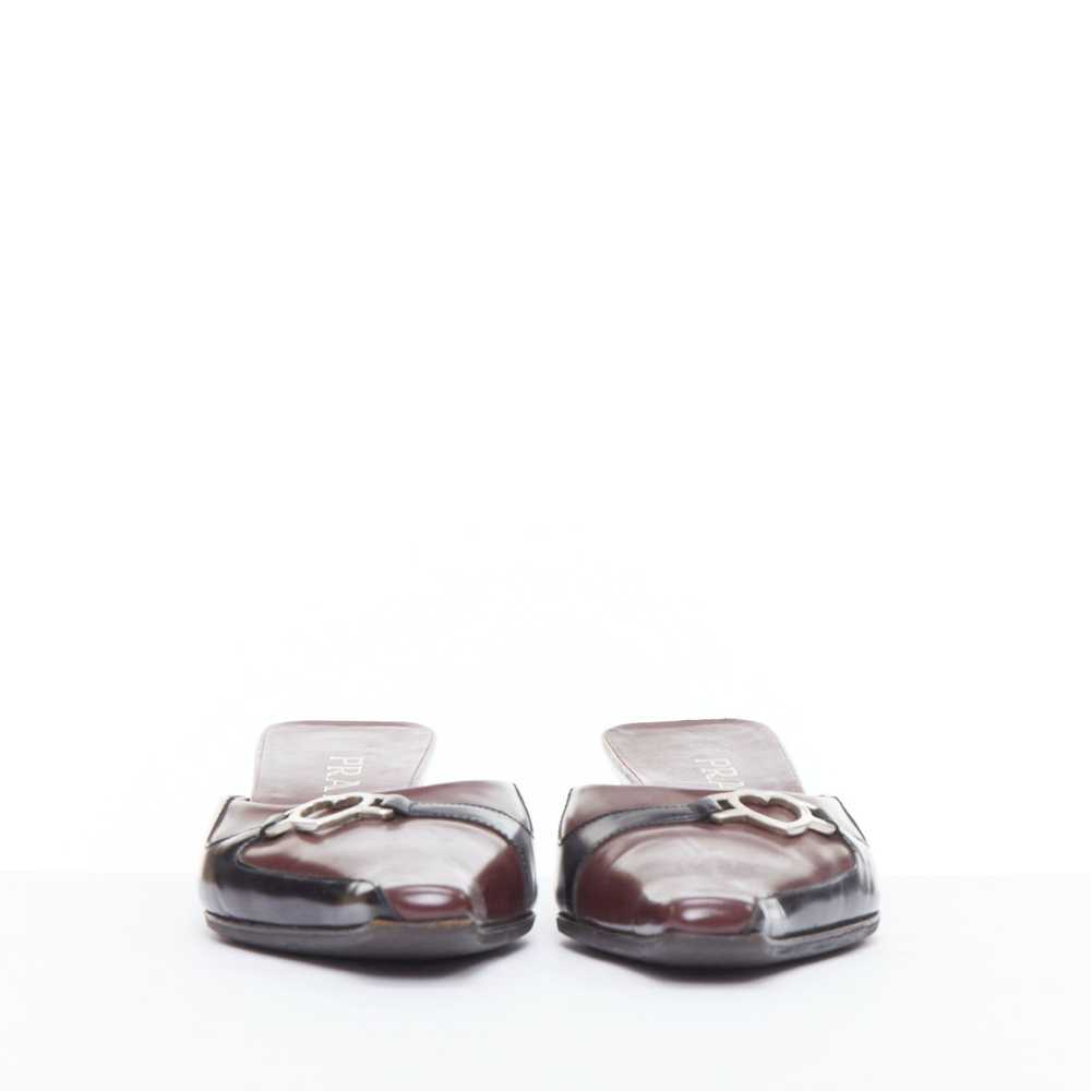 Prada PRADA Vintage silver heart buckle burgundy … - image 4