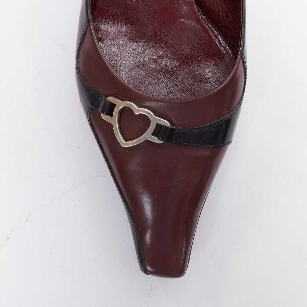 Prada PRADA Vintage silver heart buckle burgundy … - image 7