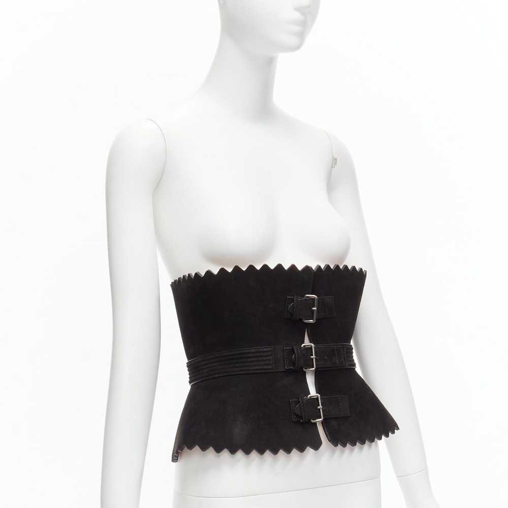 Alaia rare AZZEDINE ALAIA black suede leather wid… - image 3