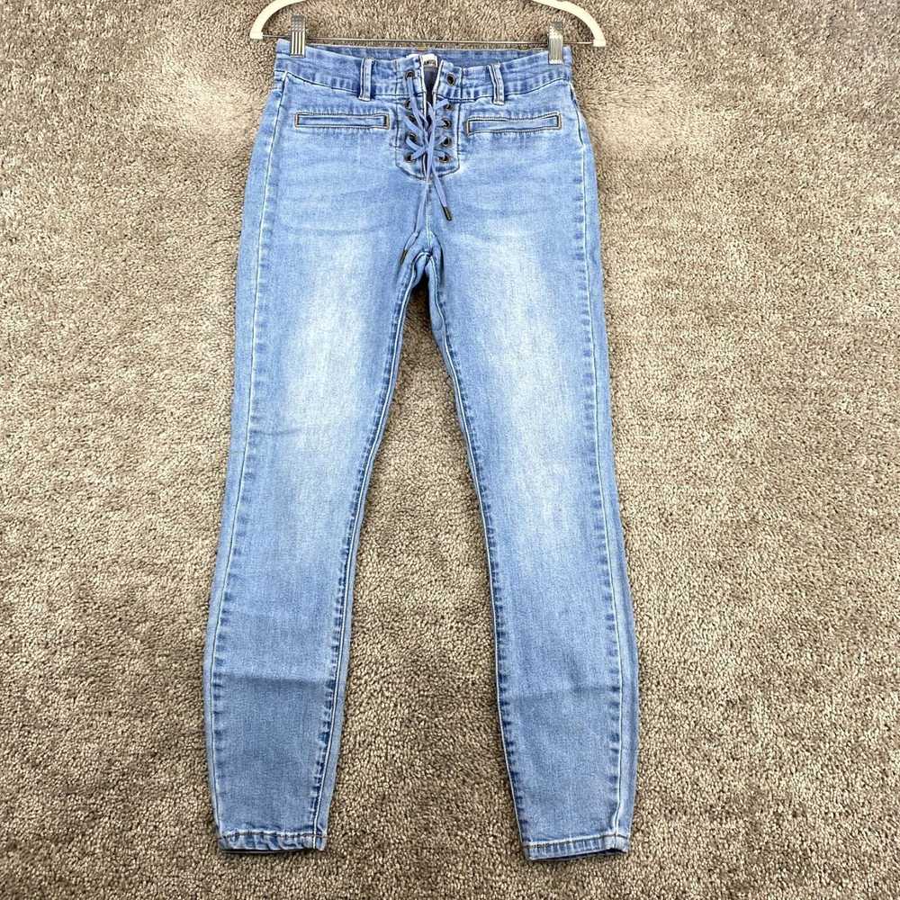 Vintage Luxurious Blue Mid Rise Light Wash Skinny… - image 1