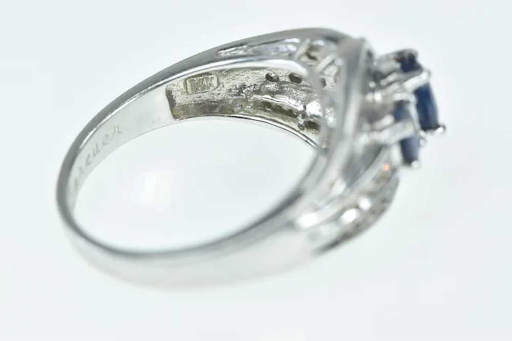 14K Oval Natural Sapphire Diamond Bypass Ring Siz… - image 3