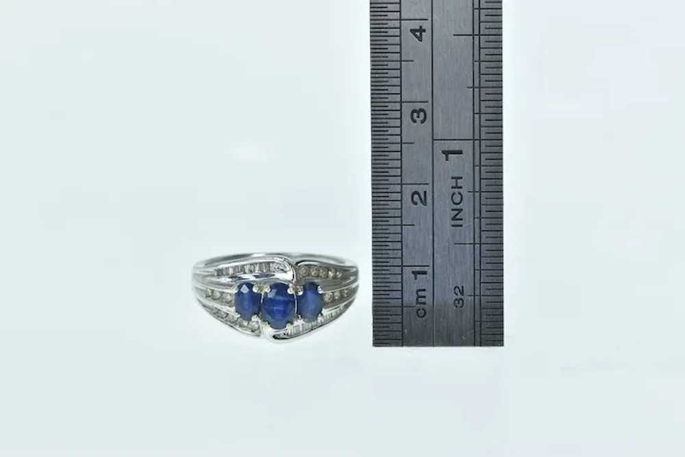 14K Oval Natural Sapphire Diamond Bypass Ring Siz… - image 4