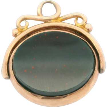 Antique Victorian 9k Yellow Gold Bloodstone & Car… - image 1