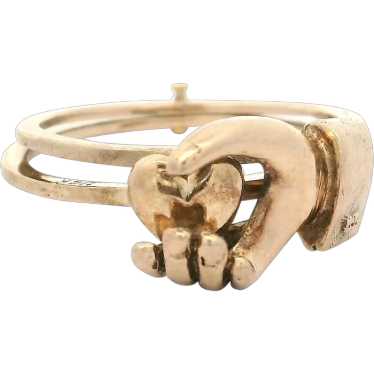 Antique Art Nouveau 10k Yellow Gold Hold My Heart 