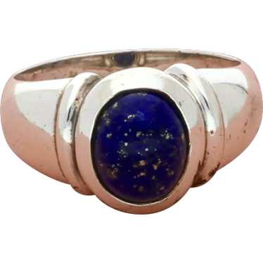 Sterling Silver Lapis Lazuli Cabochon Ring Size 8.