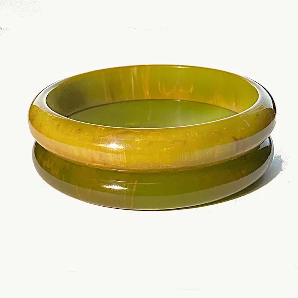 Bakelite, Two Green Marbled Bangle Bracelets - image 4