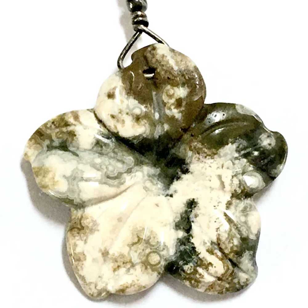 Crazy Lace Agate Flower Pendant Necklace With Dan… - image 4