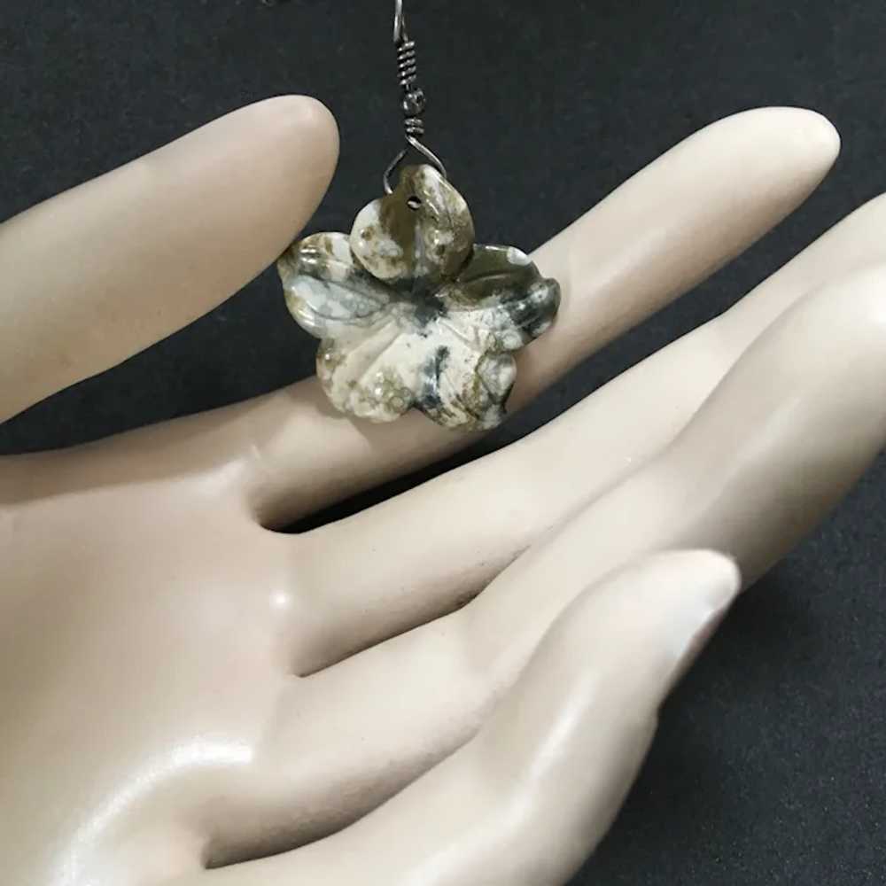 Crazy Lace Agate Flower Pendant Necklace With Dan… - image 7