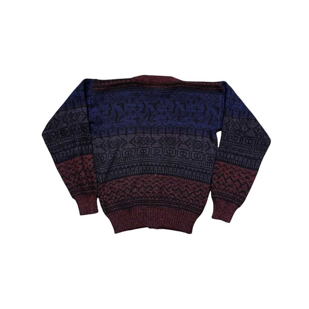 Art × Vintage 90s chart well dark tone knit cardi… - image 3