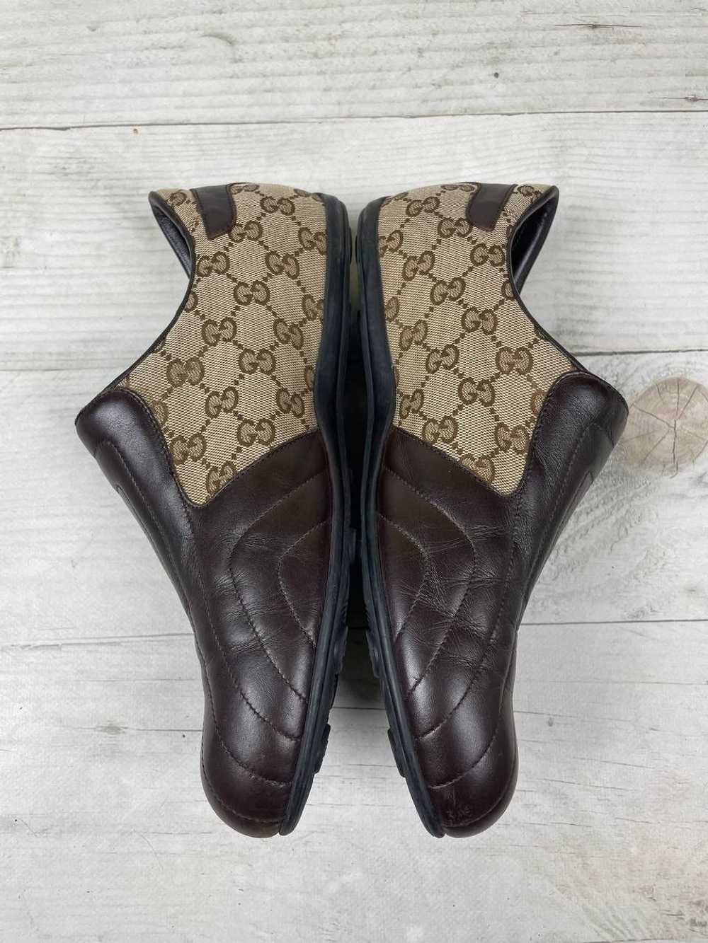 Gucci Vintage GUCCI GG Monogram Low Top Brown Lea… - image 4