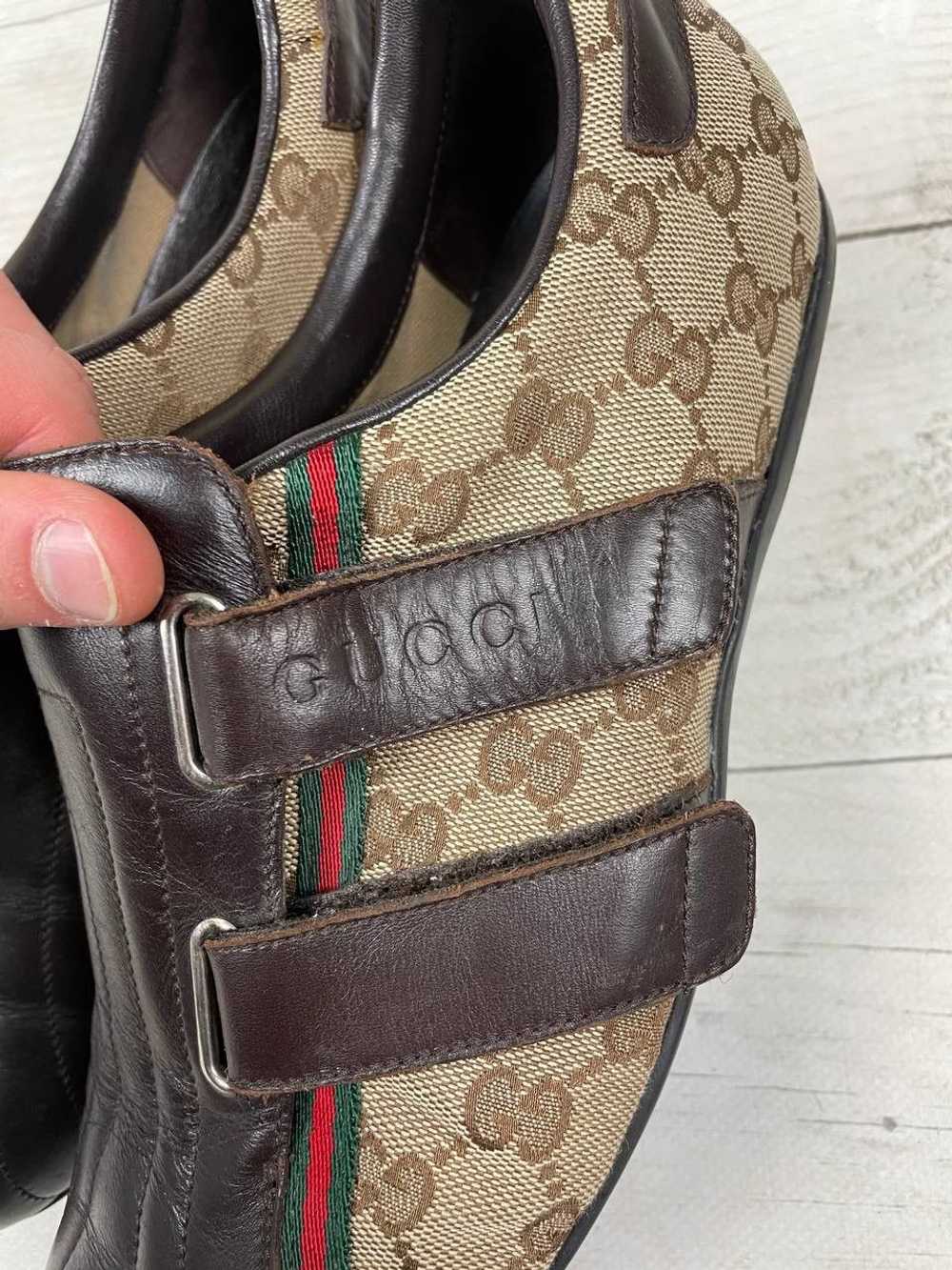 Gucci Vintage GUCCI GG Monogram Low Top Brown Lea… - image 9