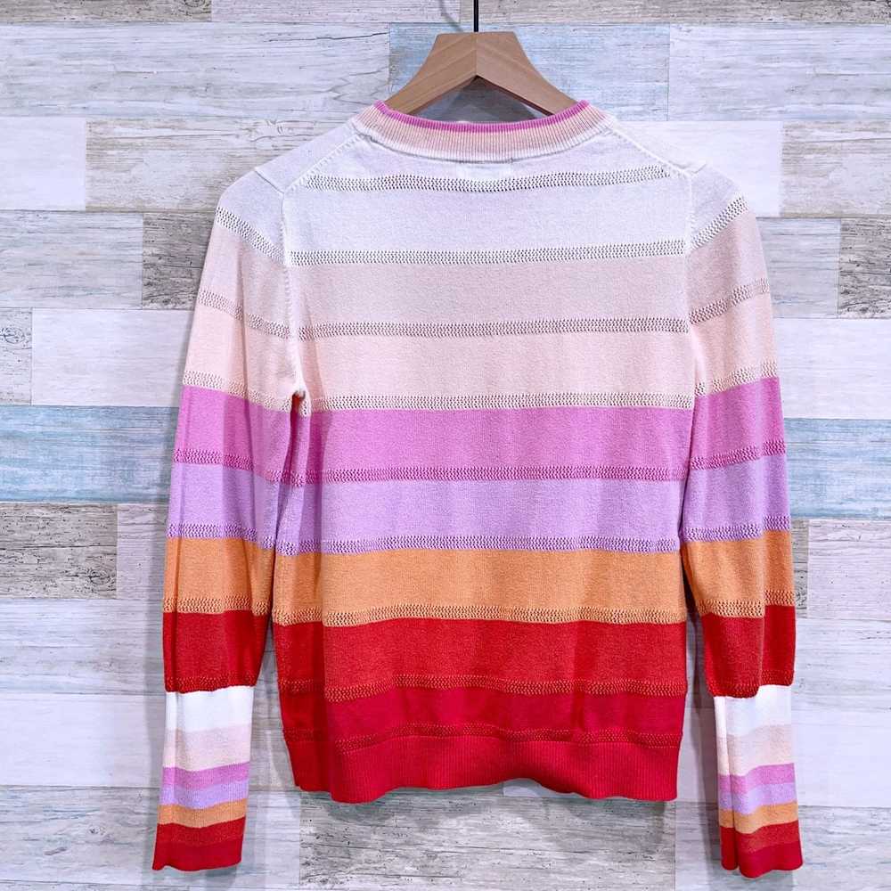 525 525 America Crochet Striped Sweater Pink Oran… - image 3