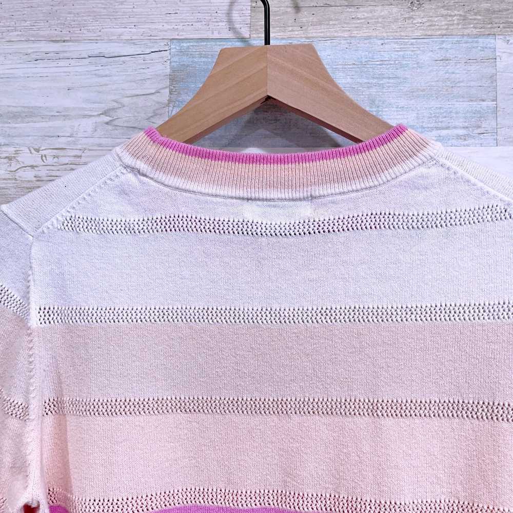 525 525 America Crochet Striped Sweater Pink Oran… - image 4