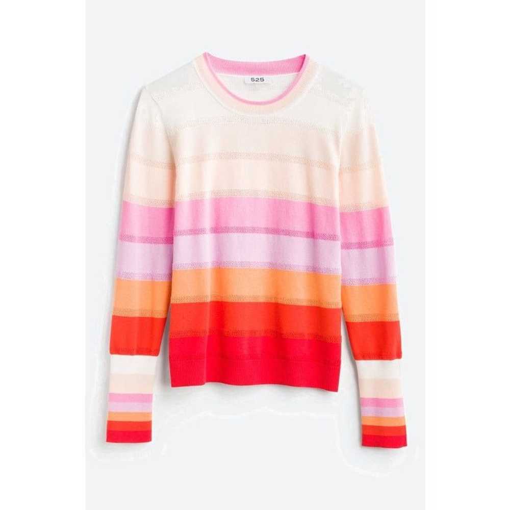 525 525 America Crochet Striped Sweater Pink Oran… - image 7