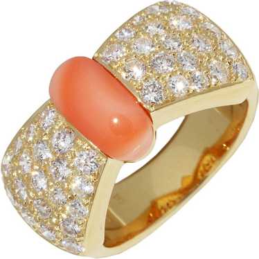 Other LuxUness K18YG Yellow Gold Coral Diamond Ri… - image 1