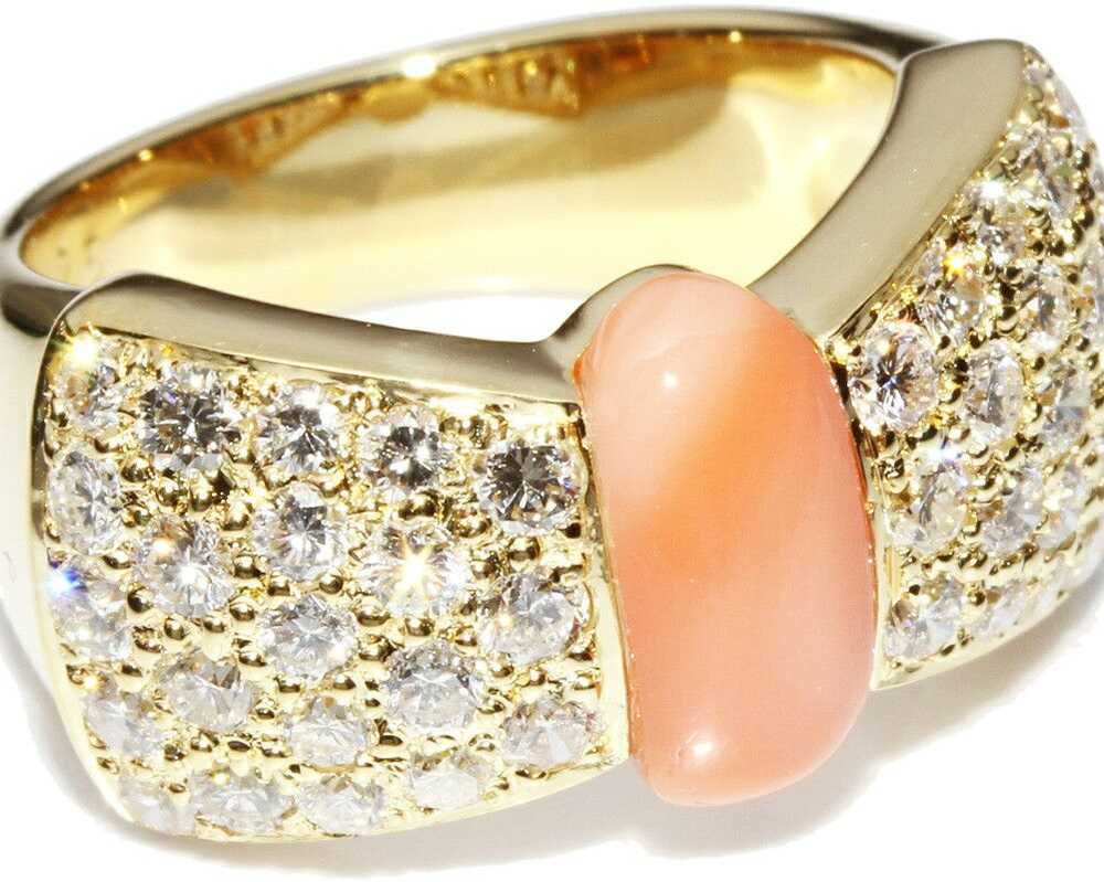 Other LuxUness K18YG Yellow Gold Coral Diamond Ri… - image 5