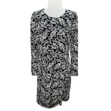 Boden Boden Black & White Floral Long Sleeve Ruche