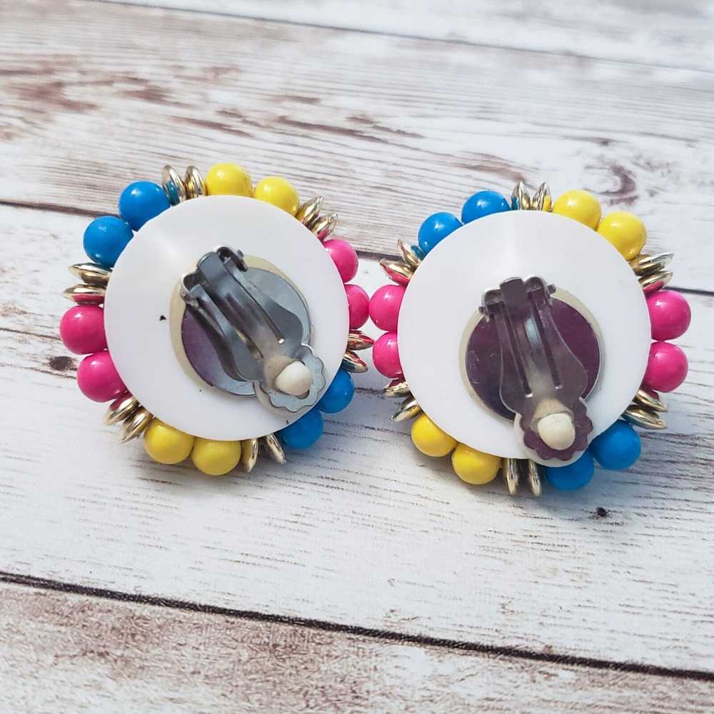 Other Vintage Clip On Earrings Blue, Pink, Yellow… - image 4