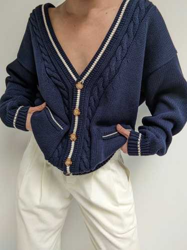 Vintage Navy Cable Knit Cardigan