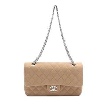 Brown Chanel Medium Classic Jersey Double Flap Sho