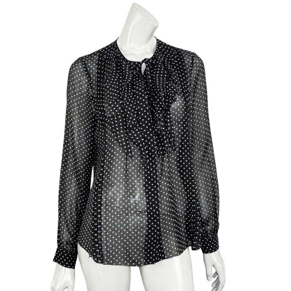 L'Agence L'AGENCE the Sheer Ruffle neck Blouse in… - image 1