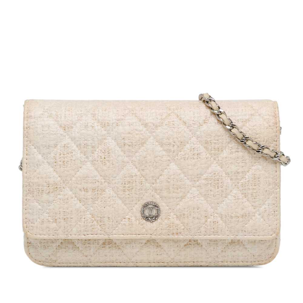 White Chanel CC Coated Tweed Wallet On Chain Cros… - image 1