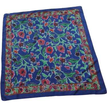 Purple Blue Floral Cotton Large Scarf - image 1