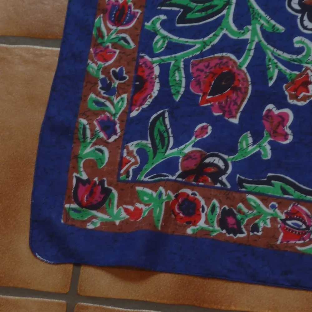 Purple Blue Floral Cotton Large Scarf - image 2