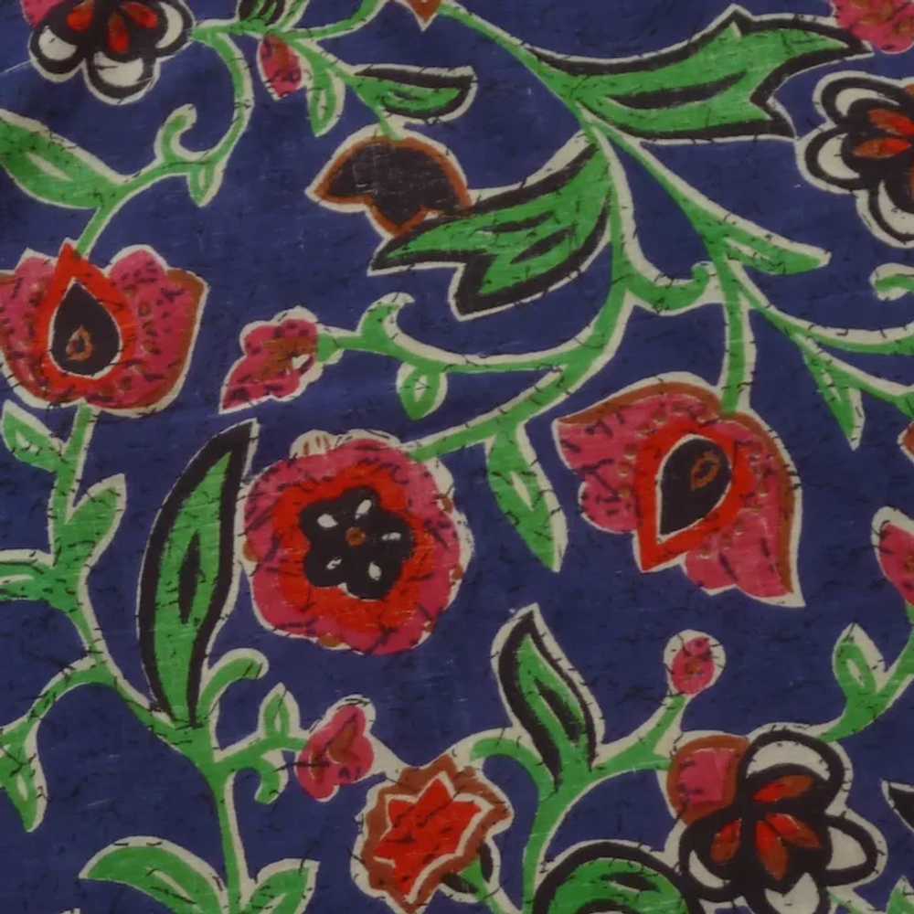 Purple Blue Floral Cotton Large Scarf - image 3