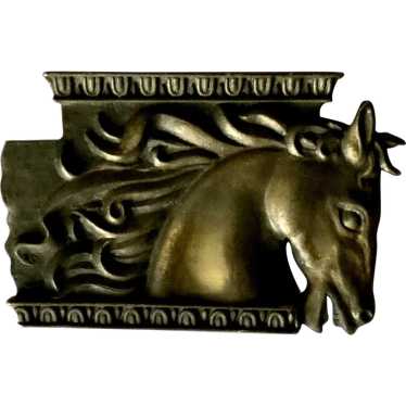 Neoclassical Horse and Pillar Brooch Pin Jewelry 1