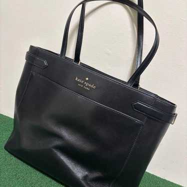 kate spade black leather tote bag