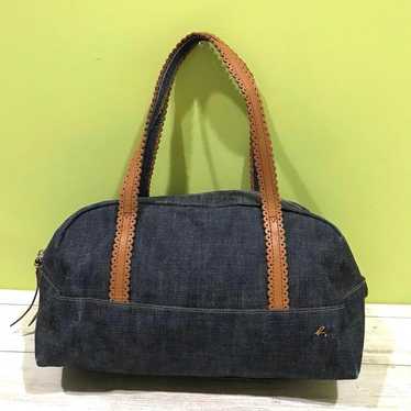 Agnes B Denim Handbag Tote Bag Indigo Navy - image 1