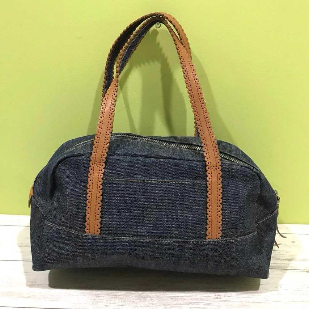 Agnes B Denim Handbag Tote Bag Indigo Navy - image 3