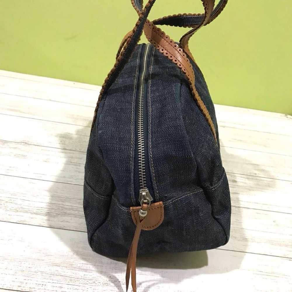 Agnes B Denim Handbag Tote Bag Indigo Navy - image 4