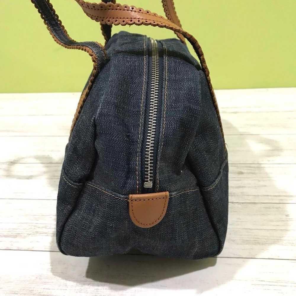 Agnes B Denim Handbag Tote Bag Indigo Navy - image 5