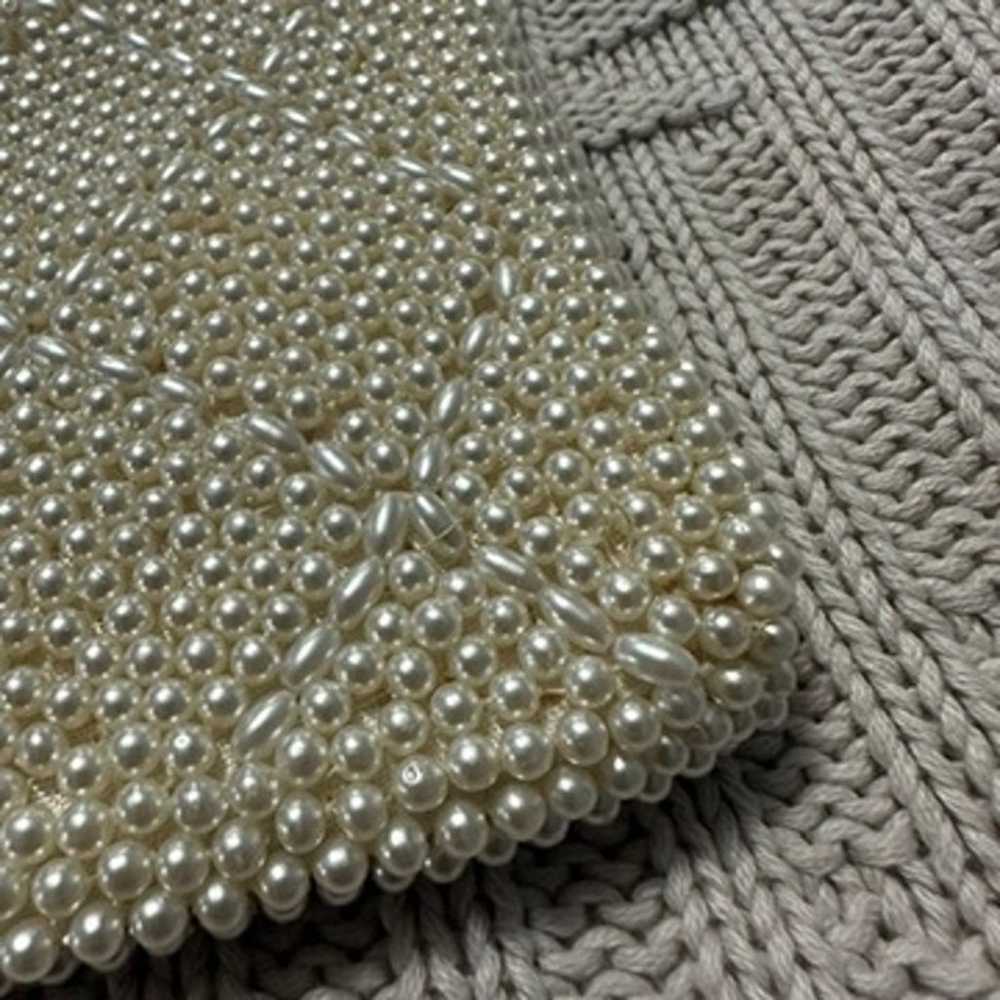 Vintage faux pearl beaded evening clutch - image 3