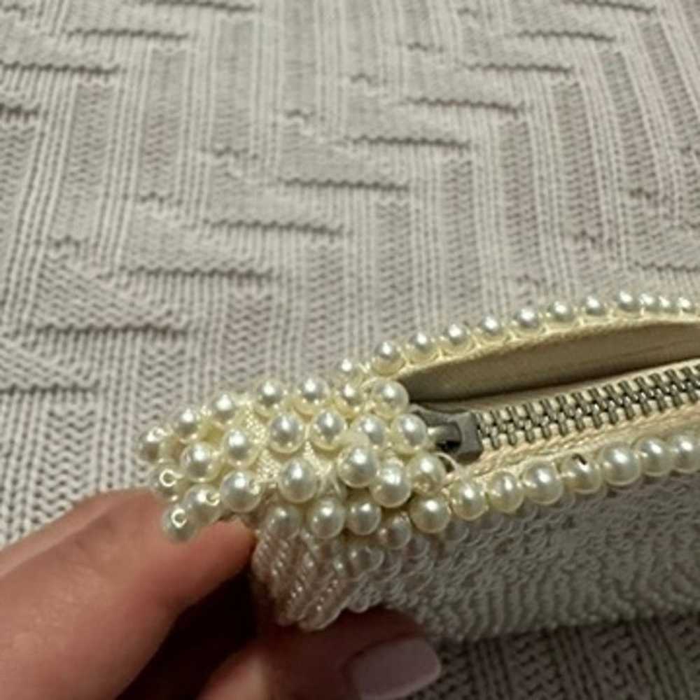 Vintage faux pearl beaded evening clutch - image 5