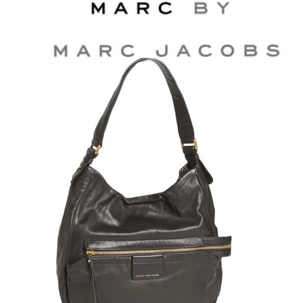 MARC BY MARC JACOBS Moto BLACK Leather Hobo Handb… - image 1