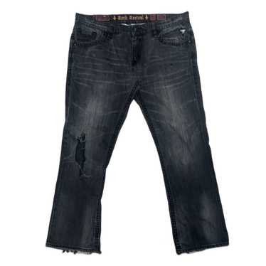 Mens True Rock Jeans Distressed store Thrashed Patches Tag Size 34 Light Stone Wash