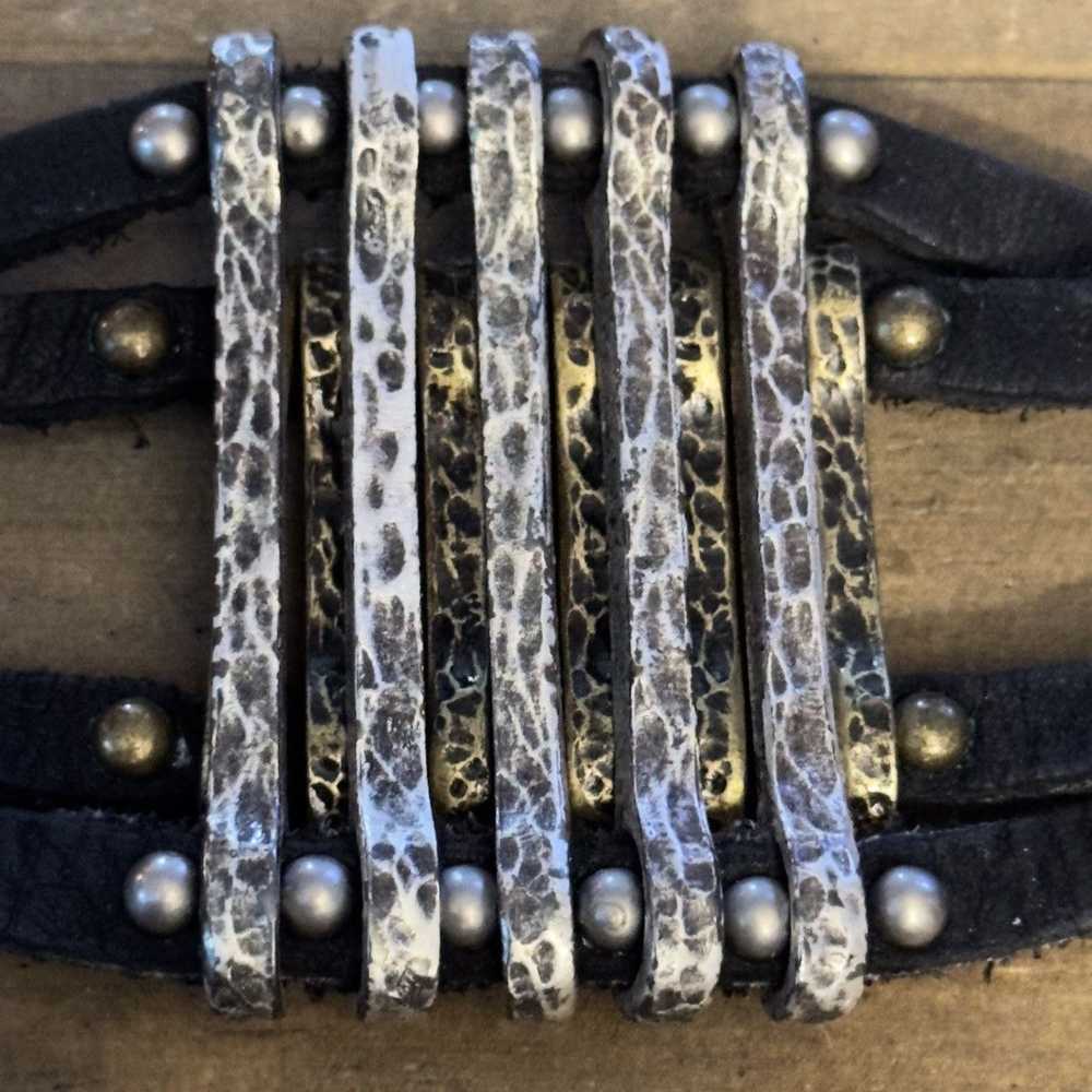 Other Leatherock hammered link wide leather brace… - image 3