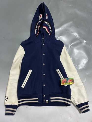 BAPE shark versity jacket Navy/White