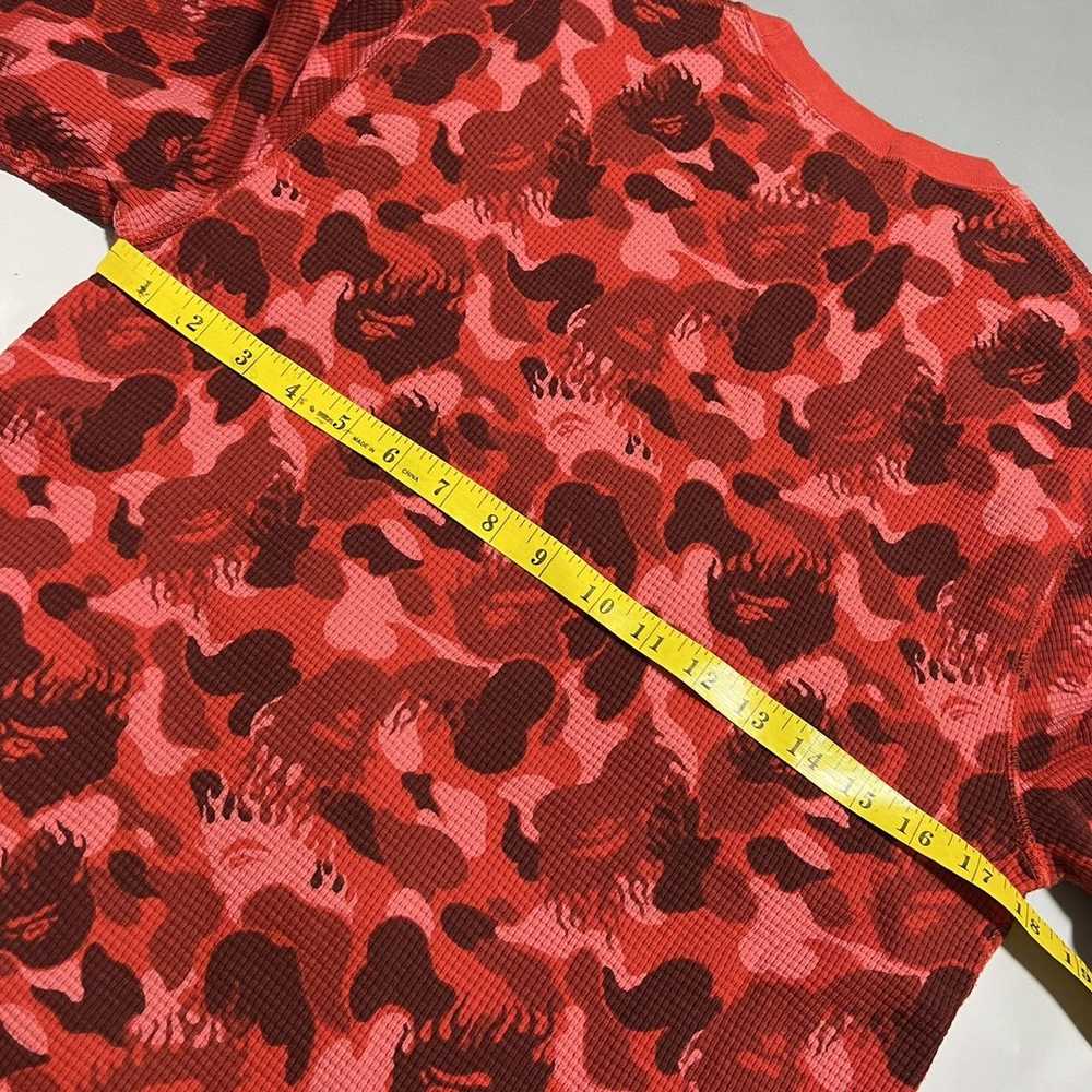 BAPE Fire camo Red waffle long TEE - image 5