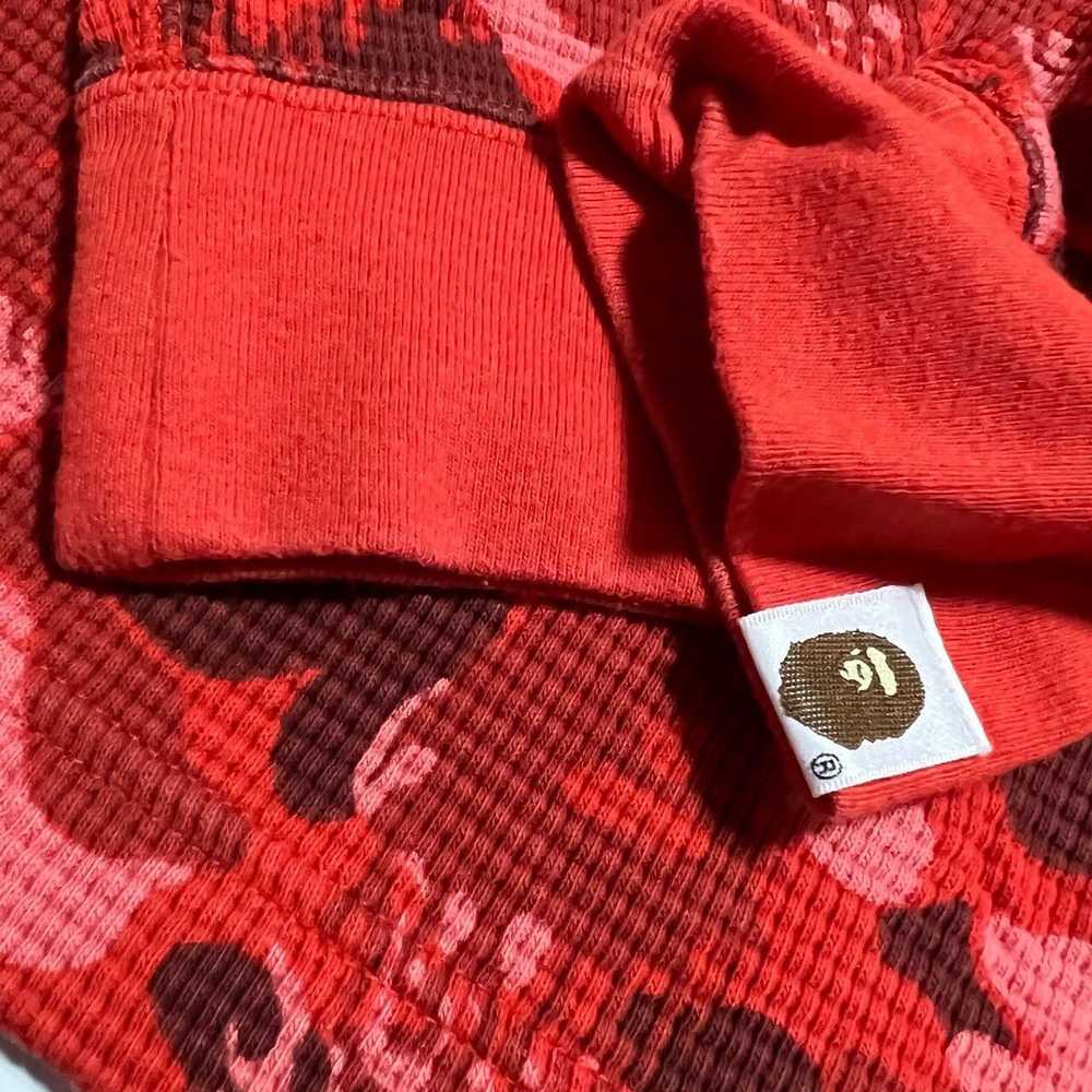 BAPE Fire camo Red waffle long TEE - image 8